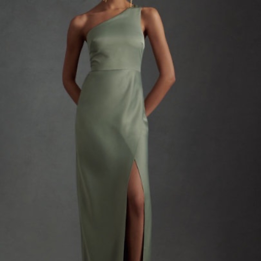 BHLDN Dylan Satin Charmeuse Dress Green - Bridesmaid or Mother of the Bride